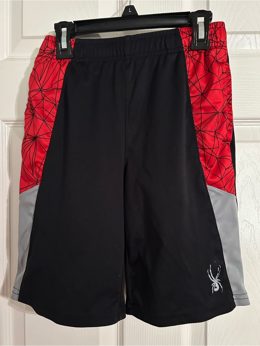 Spyder Black, Red & Gray Kids Athletic Shorts